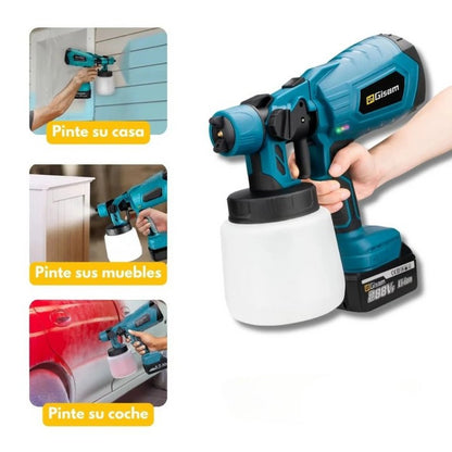 Pistola de pintura eléctrica inalámbrica vista lateral uso doméstico