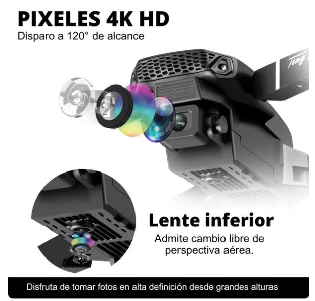 Dron 4K desplegado listo para volar con WiFi