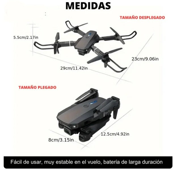 Dron profesional doble cámara 4K con estabilización automática