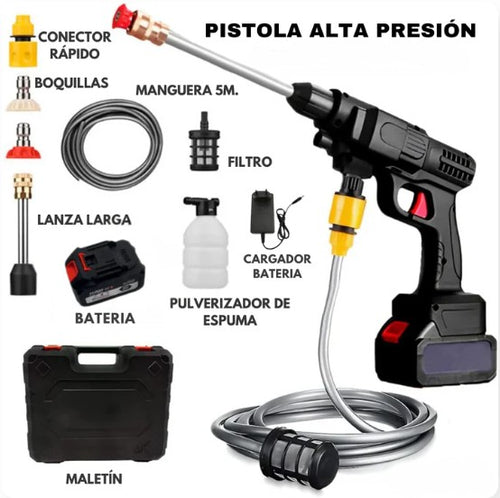 Pistola de alta presión eléctrica inalámbrica con doble batería