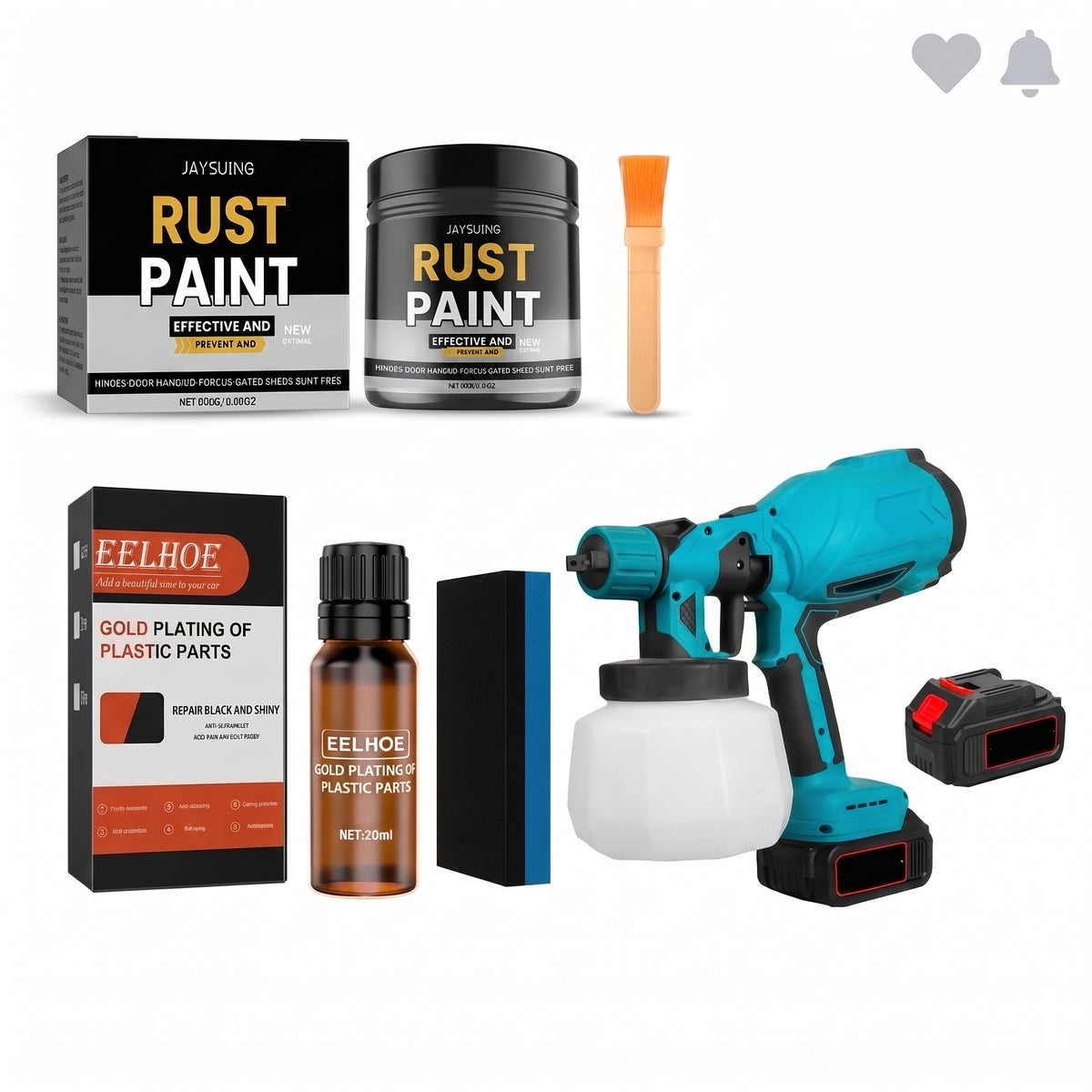 Pack profesional pistola pulverizadora kit anticorrosivo y restaurador de plásticos completo