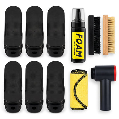 Pack familia 9 organizadores de zapatos con kit limpieza y cepillo eléctrico