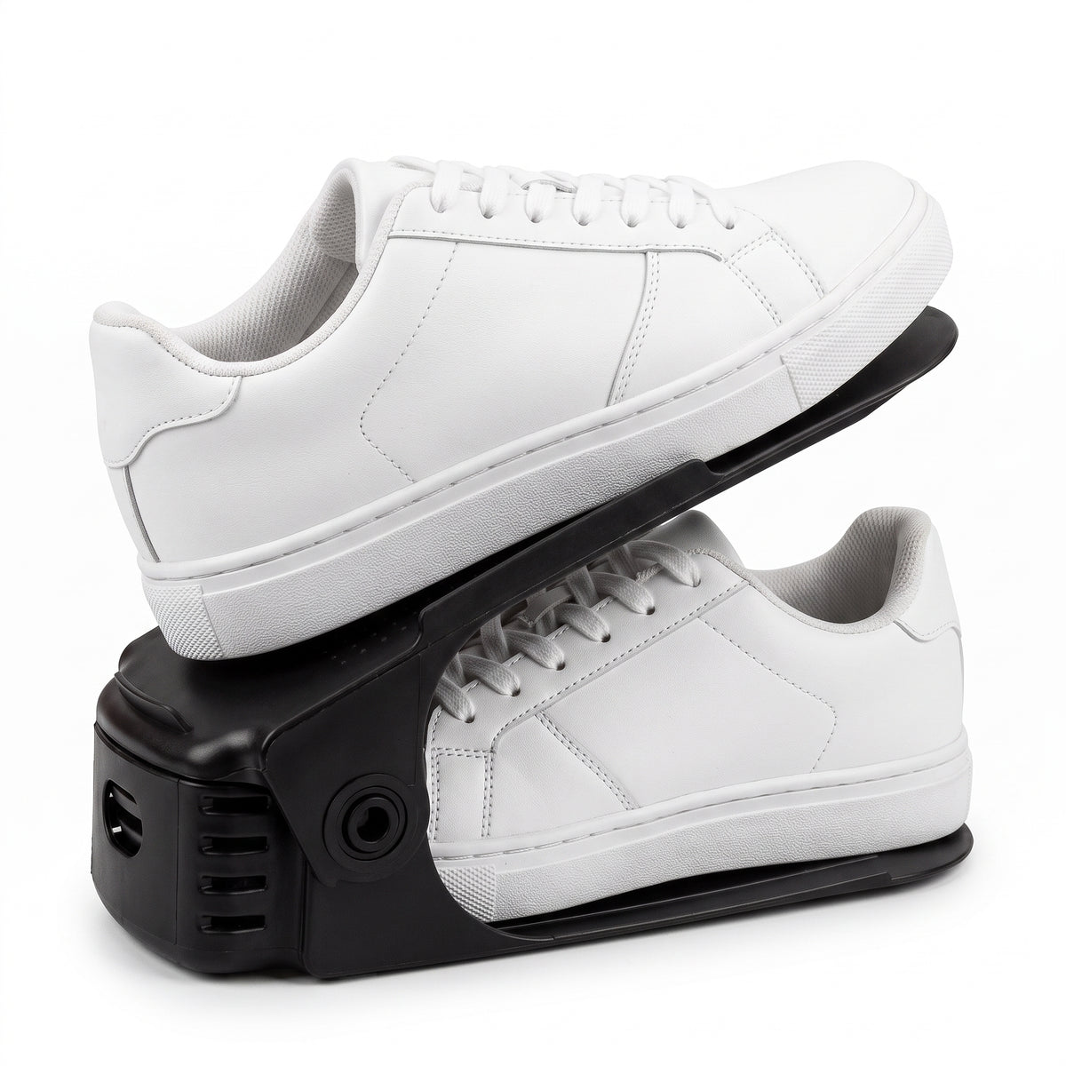 Organizador de zapatos ajustable negro apilable premium