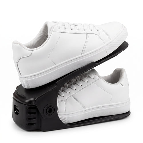 Organizador de zapatos ajustable negro apilable premium