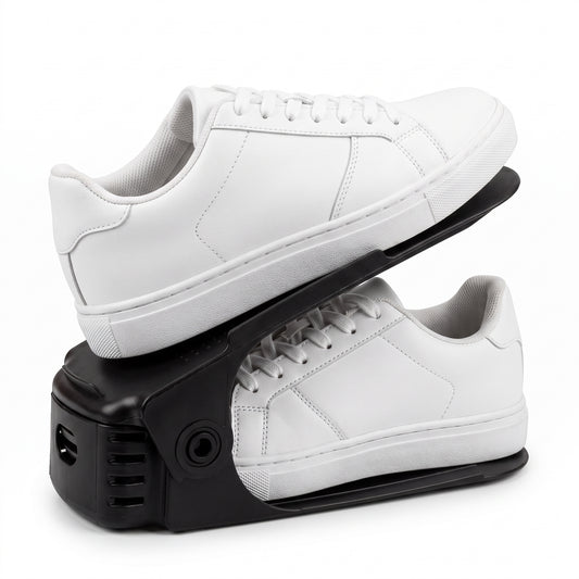 Organizador de zapatos ajustable negro apilable premium